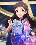  artist_request balloon brown_eyes brown_hair idolmaster idolmaster_million_live! jewelry jpeg_artifacts kitazawa_shiho long_hair multiple_girls nagayoshi_subaru necklace official_art plasma_globe purple_eyes short_hair skirt wavy_mouth 