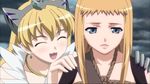  2girls animated animated_gif blonde_hair earrings elina eyes_closed jewelry leina long_hair multiple_girls necklace open_mouth queen&#039;s_blade queen's_blade sad sisters smile standing 