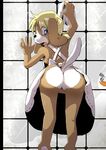  artist_request ass blonde_hair blue_eyes cleaning dog furry long_hair no_pussy open_mouth 