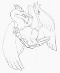  2015 anus avian beak bird fearow feathered_wings feathers female feral lying monochrome nintendo on_back open_mouth pencil_(artwork) pok&eacute;mon pussy realistic_wings simple_background sketch solo spread_legs spread_wings spreading talons tongue traditional_media_(artwork) video_games white_background wings yaroul 