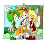  blush canine cosmo_the_seedrian female fox male mammal miles_prower multiple_tails plant seedrian sonic_(series) sonic_boom sonic_x zemkaah zooey_the_fox 