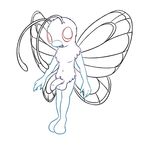  antennae anthro arthropod balls butterfree insect looking_at_viewer male nintendo nude open_mouth penis pok&eacute;mon posexe red_eyes simple_background smile solo video_games white_background wings 