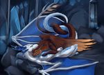  dragon feathers fur furred_dragon hug male tail_wrap wings zerolativity 