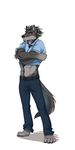  anthro arch_noven canine clothing male mammal solo treats undressing wolf 