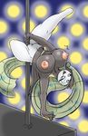  anthro big_breasts blue_eyes breasts dancing deadpliss female green_hair hair huge_breasts legendary_pok&eacute;mon meloetta naughty navel nintendo nipples pok&eacute;mon pole pole_dancing pussy shinysteel solo stripper video_games wide_hips 