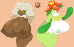  big_breasts blush breasts brown_skin duo elfdrago female flora_fauna huge_breasts hyper hyper_breasts lilligant mouthless nintendo nipples noseless nude one_eye_closed open_mouth orange_eyes plant pok&eacute;mon pussy red_eyes video_games whimsicott wink 