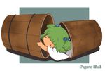  bucket commentary green_hair hair_ornament in_bucket in_container kisume onikobe_rin pagurus_filholi short_hair solo touhou twintails wooden_bucket 