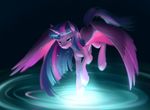  2015 dstears equine female friendship_is_magic glowing hair horn mammal my_little_pony pool_(disambiguation) purple_eyes purple_hair ripple solo sparkles twilight_sparkle_(mlp) water winged_unicorn wings 