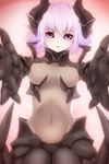  bad_id bad_pixiv_id breasts breasts_apart carapace covered_navel covered_nipples highres horns incoming_hug insect_girl lavender_hair looking_at_viewer mantarou_(shiawase_no_aoi_tori) medium_breasts monster_girl monster_girl_encyclopedia outstretched_arms parted_lips purple_eyes short_hair soldier_beetle solo 