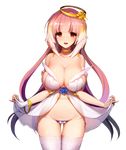  babydoll breasts choker fingerless_gloves flower gloves gradient_hair highres large_breasts long_hair multicolored_hair navel non-web_source panties pink_hair red_eyes selena_(soccer_spirits) snowball22 soccer_spirits solo thighhighs transparent_background underwear white_legwear 