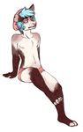  2015 alpha_channel anthro beret blue_hair boxer_briefs canine canned_(artist) clothed clothing dog fur hair half-dressed hat male mammal navel nipples pink_eyes pink_nose pinup pose sitting solo tan_fur topless underwear white_fur 