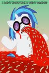  2012 blood curtsibling d: digital_media_(artwork) dripping english_text equine eyewear female friendship_is_magic fur glasses hair horn horse looking_at_viewer maggots mammal multicolored_hair my_little_pony parody pony solo teeth text unicorn vinyl_scratch_(mlp) vomit watermark white_fur 