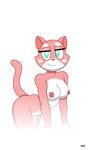  breasts butt cat feline fur mammal nipples nude pink_fur raised_tail shima_luan simple_background super_planet_dolan xenova 