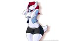  acethebigbadwolf blush canine clothing digital_media_(artwork) female fur hair looking_at_viewer mammal red_eyes red_hair short_tail silvia simple_background standing white_background 