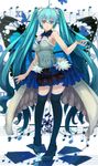  7th_dragon_(series) 7th_dragon_2020 ahoge aqua_hair bad_id bad_pixiv_id beamed_eighth_notes black_legwear blue_eyes butterfly_wings choker dead_line eighth_note half_note hatsune_miku highres long_hair musical_note quarter_note sharp_sign sheet_music sixteenth_note sleeveless solo staff_(music) thighhighs thirty-second_note treble_clef twintails very_long_hair vocaloid wings 