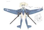  arm_warmers assault_rifle bare_shoulders beatrix_underwood blade_(galaxist) blonde_hair blue_eyes blue_leotard boots breasts choker cleavage concept_art covered_navel dual_wielding eyepatch f4u_corsair_(personification) full_body gun highleg highleg_leotard holding leotard long_hair looking_at_viewer mecha_musume mechanical_wings official_art open_mouth propeller rifle seraphim_zone simple_background skin_tight small_breasts standing thigh_boots thighhighs twintails weapon white_background wings world_war_ii 