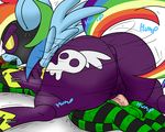  2015 anthro blush costume digitaldomain123 equine fan_character female feral friendship_is_magic horse humping kissing lizard male mammal messy my_little_pony penis pony rainbow_dash_(mlp) reptile scalie wings 