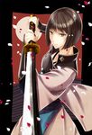  black_eyes brown_hair fire_emblem fire_emblem_if hisame_(fire_emblem_if) katana kokoron450 male_focus petals solo sword weapon 