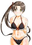  ayanami_(kantai_collection) bikini brown_eyes brown_hair kantai_collection kasugano_tobari long_hair side_ponytail solo swimsuit 