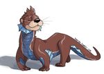  2015 antediluvia arm_fins blue_scales brown_fur dragon feral fin fur hybrid jaw_fins mammal mustelid ottagon otter scales scalie smug solo tail_fin twarda8 whiskers 
