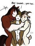  anthro bgn billy_(bgn) caprine donkey ear_piercing equine goat haw horse hug jeff_(bgn) male mammal piercing 