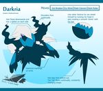  2015 alternate_color anthro black_skin blue_sclera blue_skin clothed clothing darkrai darkria english_text fan_character hair latiar legendary_pok&eacute;mon long_hair male model_sheet nintendo pok&eacute;mon solo text video_games white_eyes white_hair 