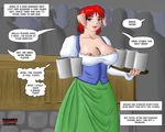  alcohol anna anthro bar beer beverage blue_eyes comic female food hair looking_at_viewer mammal nipple_slip pig pig_barmaid_anna porcine red_hair tavern text zhanebx 