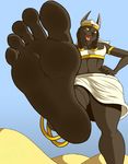  big_feet black_fur canine desert feet female fur jackal jewelry macro mammal smile stomping yellow_eyes zp92 