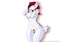  abs acethebigbadwolf blush breasts bush canine digital_media_(artwork) female fur hair looking_at_viewer mammal nipples pussy red_eyes red_hair short_tail silvia simple_background standing white_background 