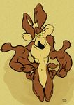  canine coyote draconis0868 kneeling looking_at_viewer looney_tunes male mammal nude smile solo warner_brothers wile_e._coyote 