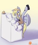 2015 alasou apron blonde_hair chisel craving creating_art derpy_hooves_(mlp) equine female food friendship_is_magic fur grey_fur hair hammer mammal marble muffin my_little_pony one_eye_closed pegasus sculpting sculpture solo tongue tongue_out tools wings yellow_eyes 