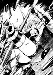  :d ahoge ass bangs blush breasts draph elbow_gloves gloves granblue_fantasy greyscale hair_between_eyes horns large_breasts long_hair mae miniskirt monochrome open_mouth panties pantyshot simple_background skirt smile solo thalatha_(granblue_fantasy) thighhighs underwear white_background 