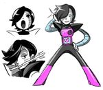  &lt;3 black_hair cubewatermelon hair hair_over_eye hand_on_hip machine male mettaton open_mouth robot smile solo standing stick undertale 