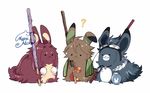  ? animalization bunny food goggles goggles_on_head gourd maruneko nihongou_(touken_ranbu) no_humans otegine pocky pom_pom_(clothes) tonbokiri_(touken_ranbu) touken_ranbu 