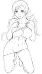  ass_visible_through_thighs bikini breasts doku_sasori drill_hair full_body greyscale large_breasts mahou_shoujo_madoka_magica monochrome nipples sketch solo swimsuit tomoe_mami twintails undressing 