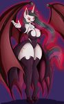  2015 anthro anthrofied bat_wings big_breasts breasts cleavage clothed clothing cutie_mark equine female friendship_is_magic glowing glowing_eyes hair half-closed_eyes hi_res horn legwear long_hair long_tongue looking_at_viewer mammal multicolored_hair my_little_pony princess_celestia_(mlp) red_eyes solo suirano tongue tongue_out wings 