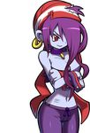  blue_skin breasts cleavage earrings jewelry lipstick makeup official_art purple_hair purple_lipstick red_eyes risky_boots shantae shantae_and_the_pirate's_curse wide_hips 