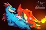  anal anal_penetration anus balls butt charmeleon claws cum cum_in_ass cum_inside duo erection feraligatr fire luxuria male male/male nintendo orgasm penetration penis pok&eacute;mon pokeporn reptile scalie sex simple_background teeth tongue video_games 