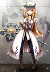  blonde_hair dungeon_and_fighter hat long_hair mage_(335656) mage_(dungeon_and_fighter) pointy_ears red_eyes solo staff summoner_(dungeon_and_fighter) weapon 