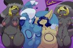  big_breasts blush breasts butt canine digimon eyes_closed female fluffy_tail fox looking_at_viewer mammal naomi_rasputin nightfaux nipples nude open_mouth raccoon renamon smile 