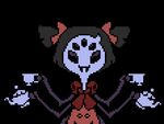  2015 animated arachnid arthropod edit fangs female looking_at_viewer low_res monochrome monster monster_girl muffet multi_limb multiple_eyes solo spider undertale 