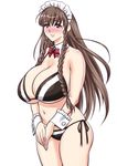  1girl breasts brown_hair huge_breasts long_hair maid swimsuit tatsunami_youtoku 