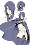  1boy black_hair cloak expression_sheet hair_over_one_eye naruto naruto_gaiden sword uchiha_sasuke xia_(ryugo) 