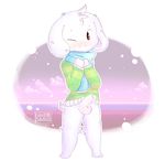  2015 anthro asriel_dreemurr asrieldreemurr balls birdpawss blush caprine clothing cum cute digital_media_(artwork) erection fur goat half_naked invalid_tag long_ears male mammal penis precum protagonist_(undertale) shy solo sweater uncut undertale 