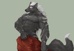  anthro canine captainjohkid colored flakjacket0204 male mammal muscular nude simple_background solo towel 