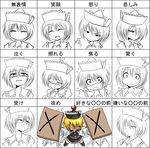  blush chart embarrassed expressions face harusame_(unmei_no_ikasumi) lunasa_prismriver multiple_views partially_colored touhou translated 