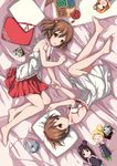  akiyama_mio barefoot brown_eyes brown_hair cd_player character_doll chibi discman doll don't_say_&quot;lazy&quot; dress feet foreverchaos from_above hirasawa_ui hirasawa_yui holding_hands k-on! kotobuki_tsumugi lying multiple_girls photo_(object) pillow ponytail short_hair siblings sisters tainaka_ritsu 