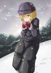  blonde_hair cold face harusame_(unmei_no_ikasumi) highres lunasa_prismriver mittens snow solo touhou 
