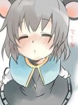  animal_ears bad_id bad_pixiv_id blush closed_eyes grey_hair incoming_kiss jewelry mouse_ears nazrin pendant pun2 short_hair solo touhou 