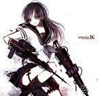  copyright_request gun monochrome purple raichi_(quatsch) school_uniform serafuku solo weapon 